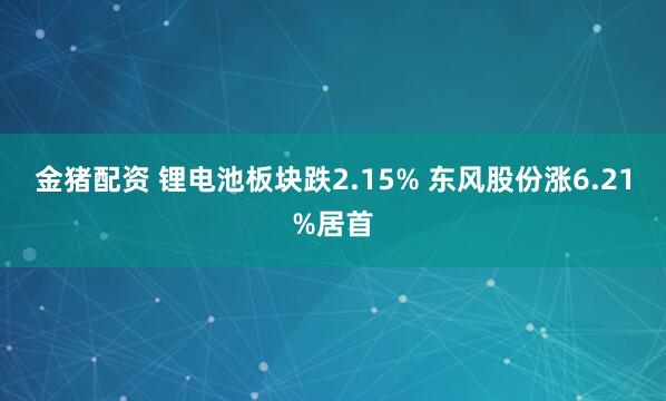 金猪配资 锂电池板块跌2.15% 东风股份涨6.21%居首